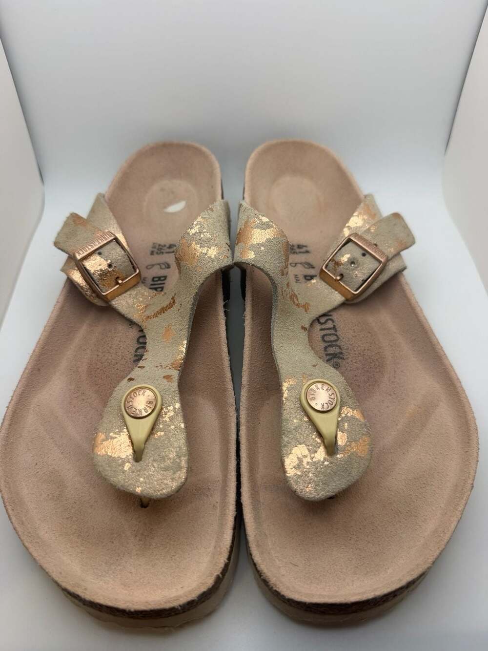 Birkenstock Gizeh Size 41 Regular Metallic Rose Copper Suede Thong